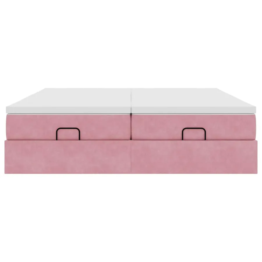 Cadre de lit ottoman avec matelas rose 160x200 cm velours - 6