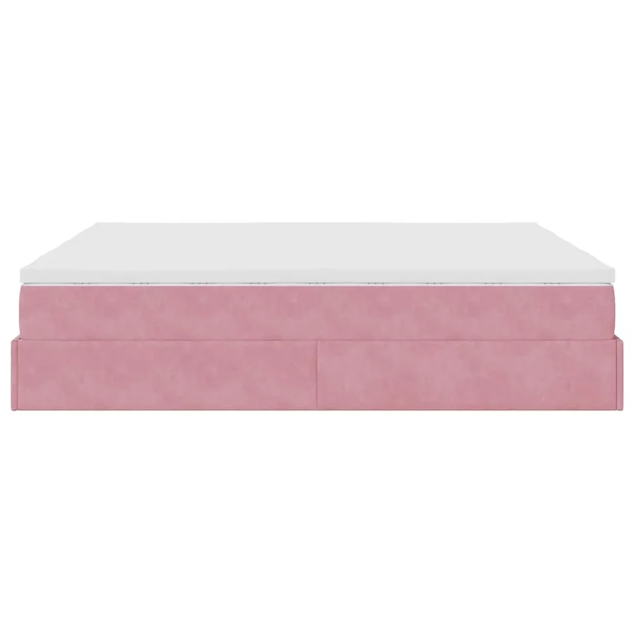 Cadre de lit ottoman avec matelas rose 160x200 cm velours - 8