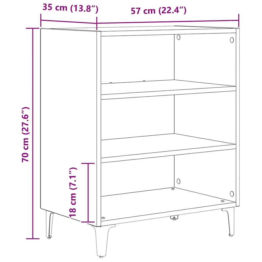 Buffet chêne artisanal 57x35x70 cm bois d'ingénierie - 8