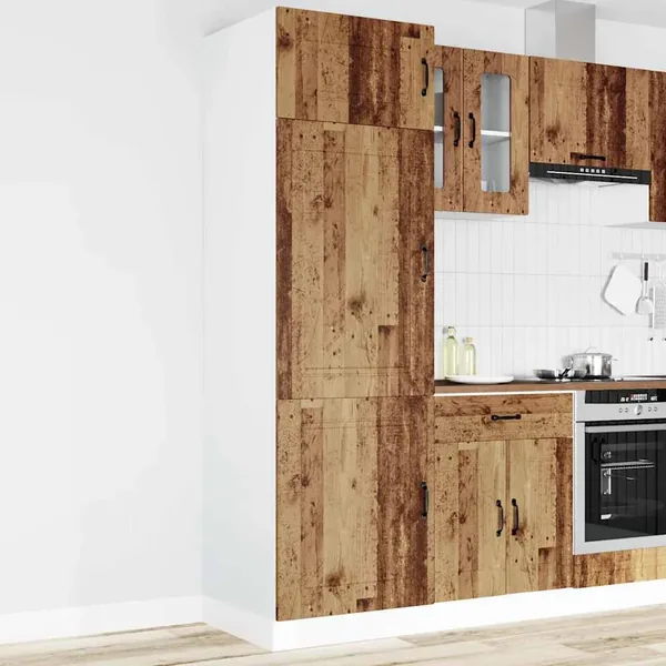 Armoire de cuisine Kalmar vieux bois bois d'ingénierie
