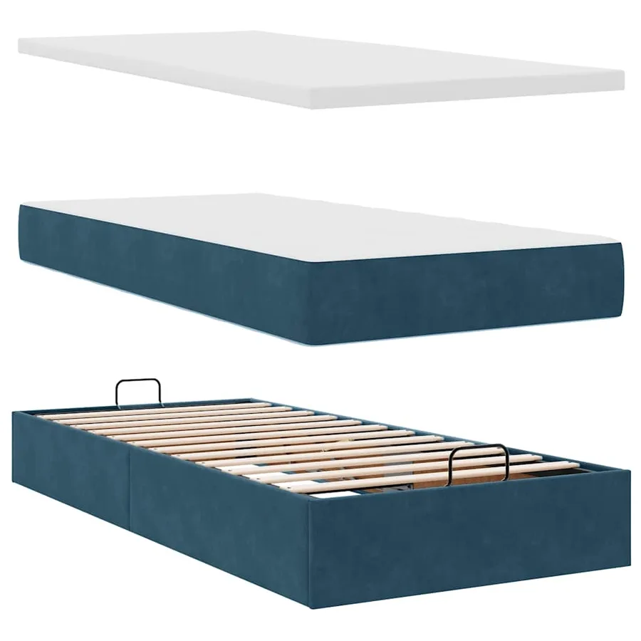 Cadre de lit ottoman avec matelas bleu foncé 180x200 cm velours - 12