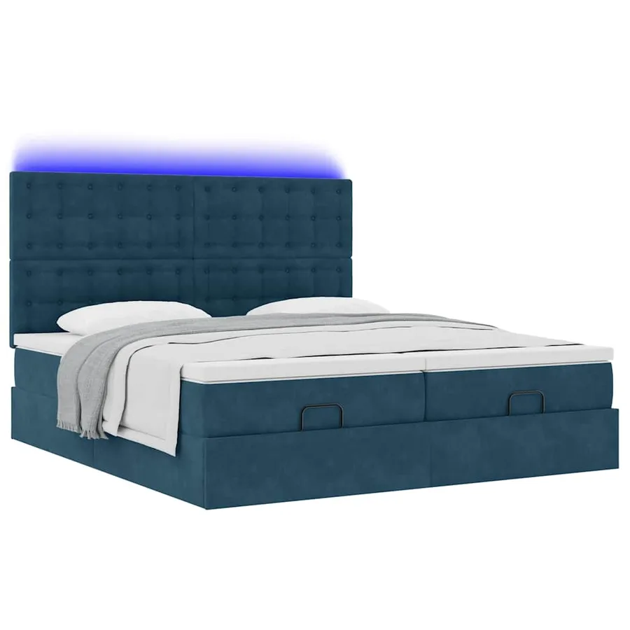 Cadre de lit ottoman avec matelas bleu foncé 180x200 cm velours - 6