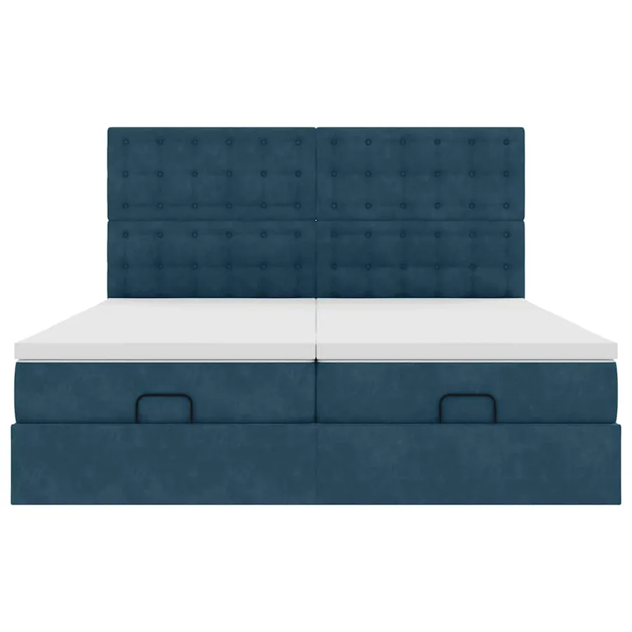 Cadre de lit ottoman avec matelas bleu foncé 180x200 cm velours - 8