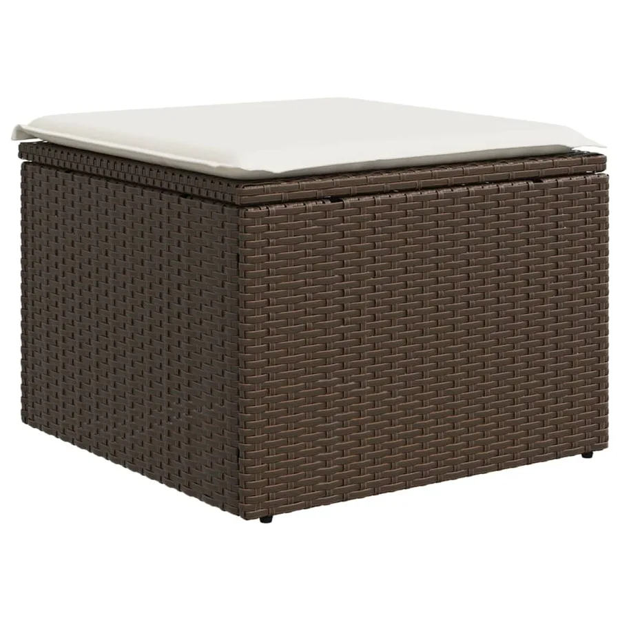 Salon de jardin 8 pcs avec coussins marron résine tressée - 7