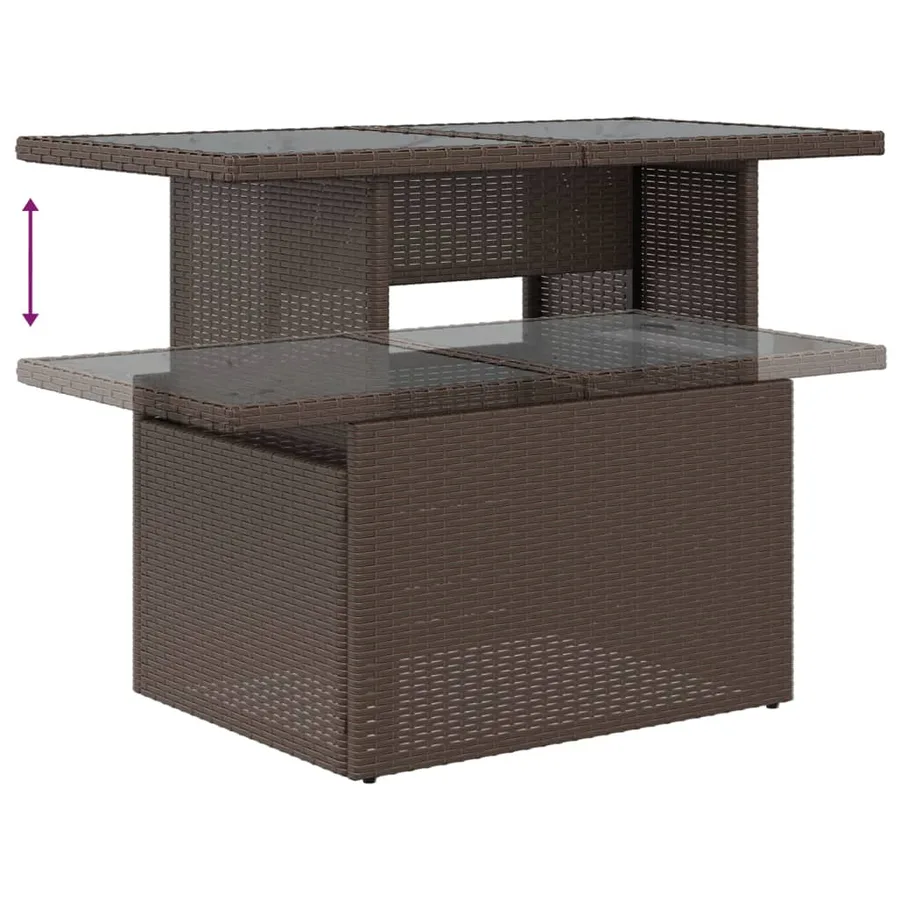 Salon de jardin 8 pcs avec coussins marron résine tressée - 8