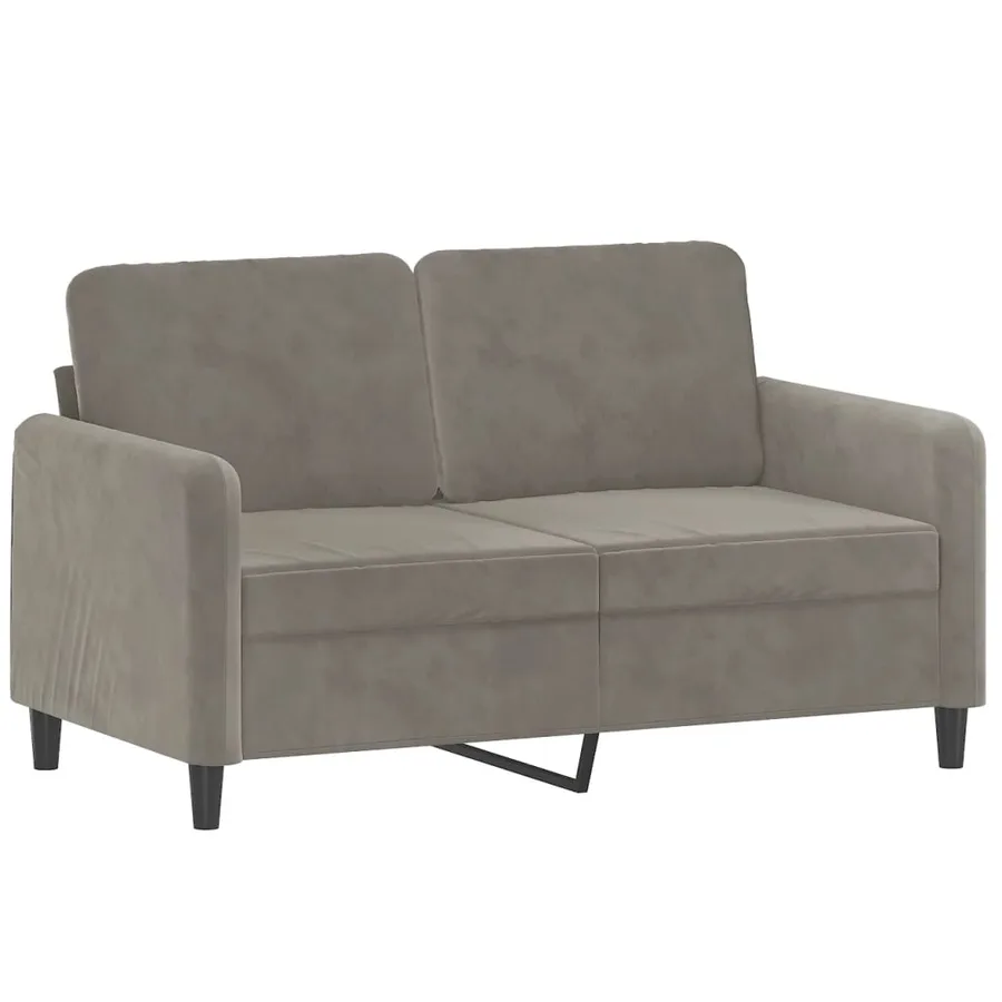 Canapé 2 places oreillers et coussins Gris clair 120 cm Velours - 4