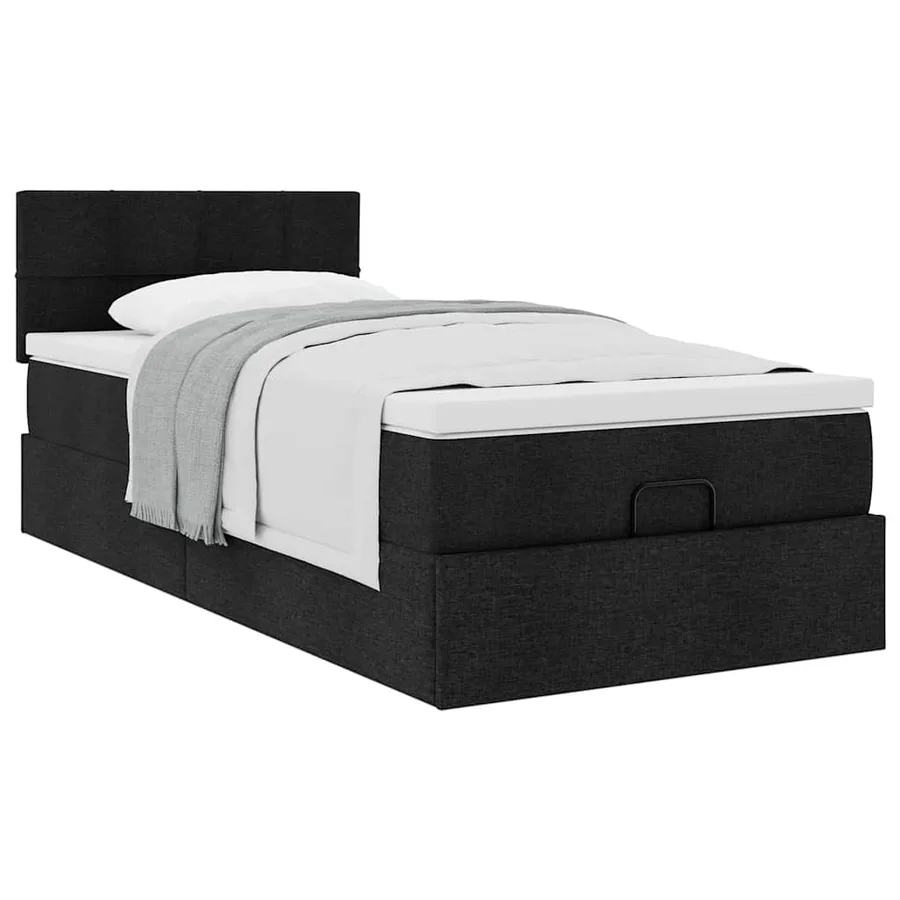 Cadre de lit ottoman avec matelas noir 80x200 cm tissu - 5