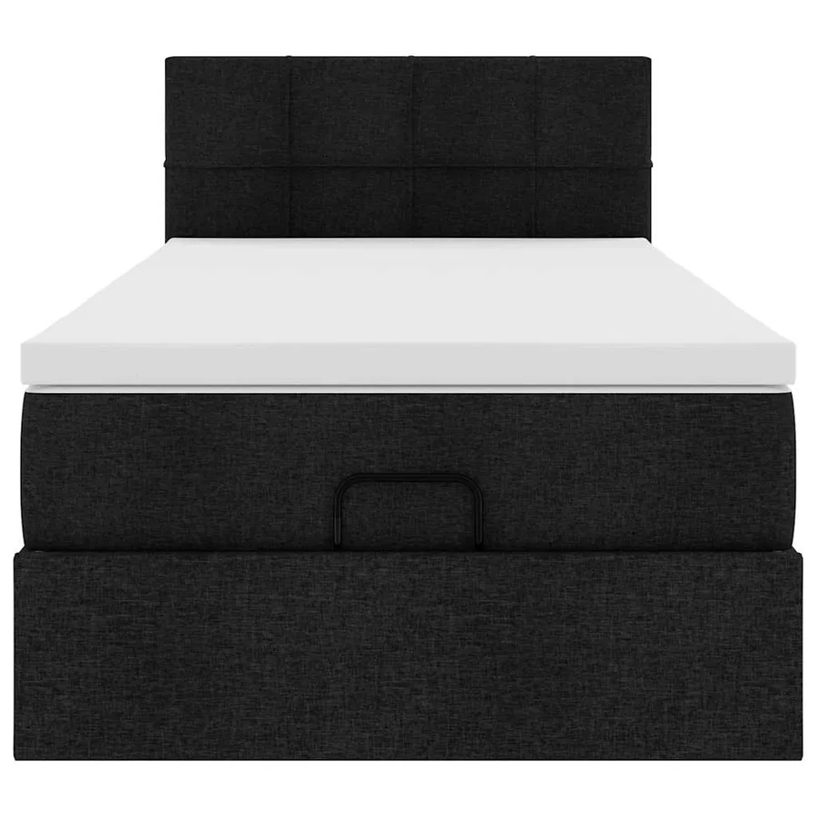 Cadre de lit ottoman avec matelas noir 80x200 cm tissu - 7