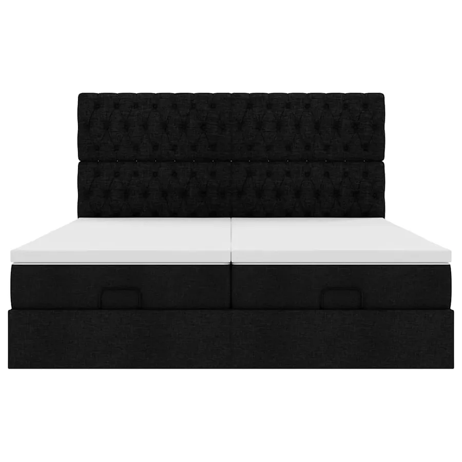Cadre de lit ottoman avec matelas noir 160x200 cm tissu - 7