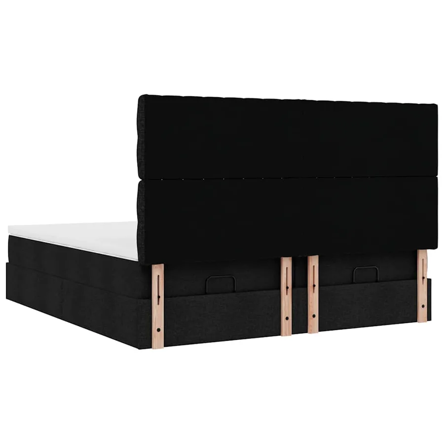 Cadre de lit ottoman avec matelas noir 160x200 cm tissu - 9