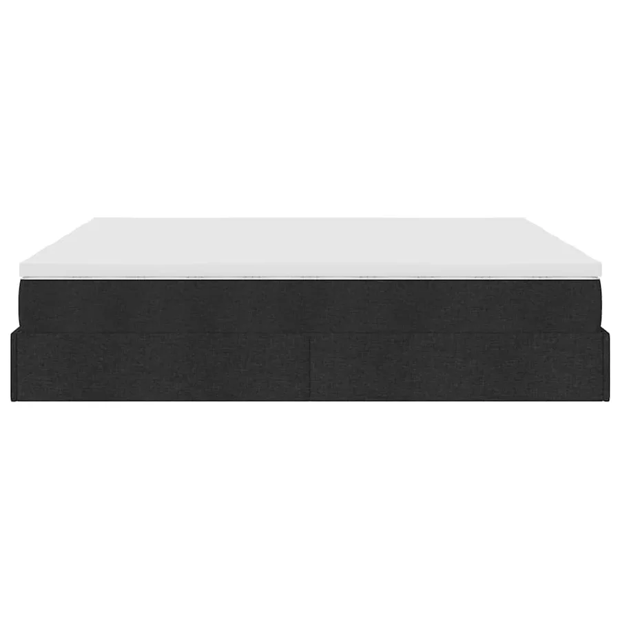Cadre de lit ottoman avec matelas noir 160x200 cm tissu - 9