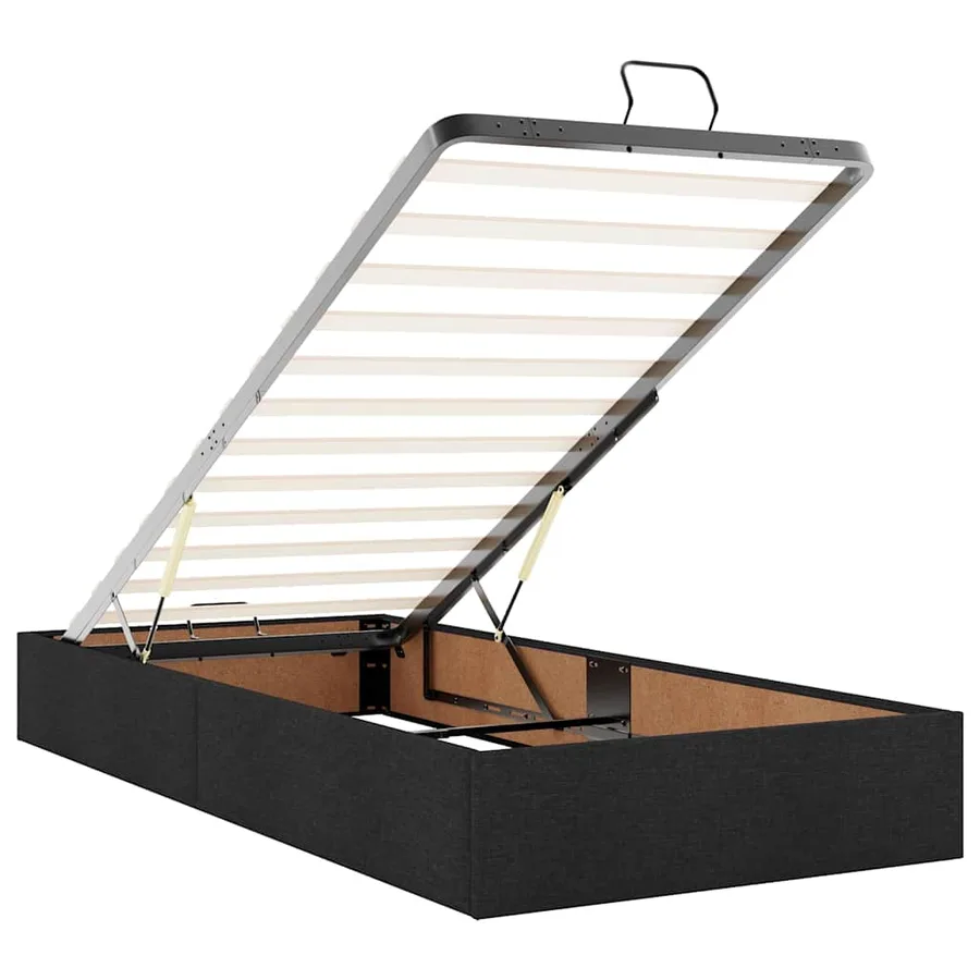 Cadre de lit ottoman avec matelas noir 80x200 cm tissu - 12