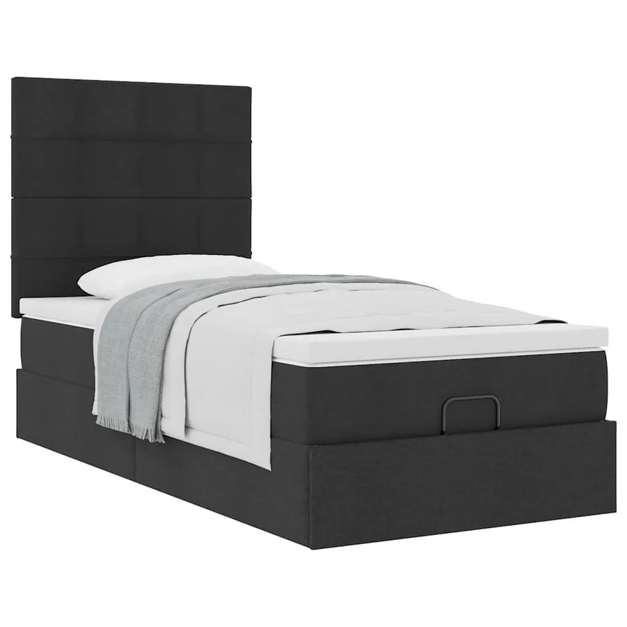 Cadre de lit ottoman avec matelas noir 80x200 cm tissu - 5