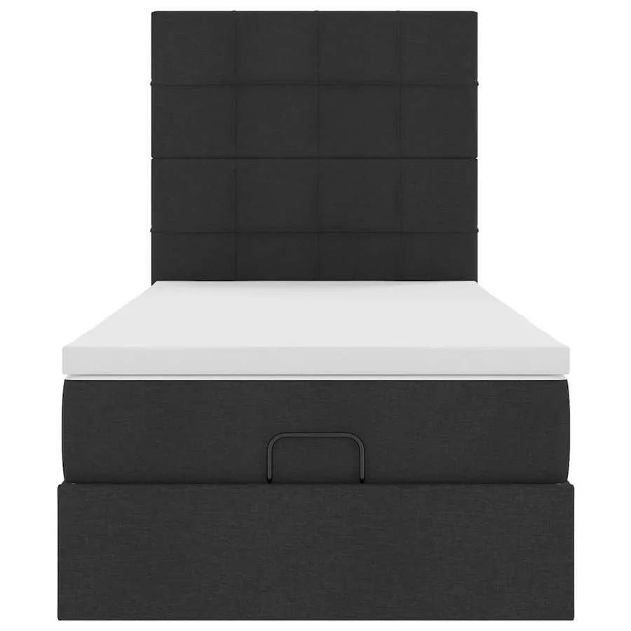 Cadre de lit ottoman avec matelas noir 80x200 cm tissu - 7