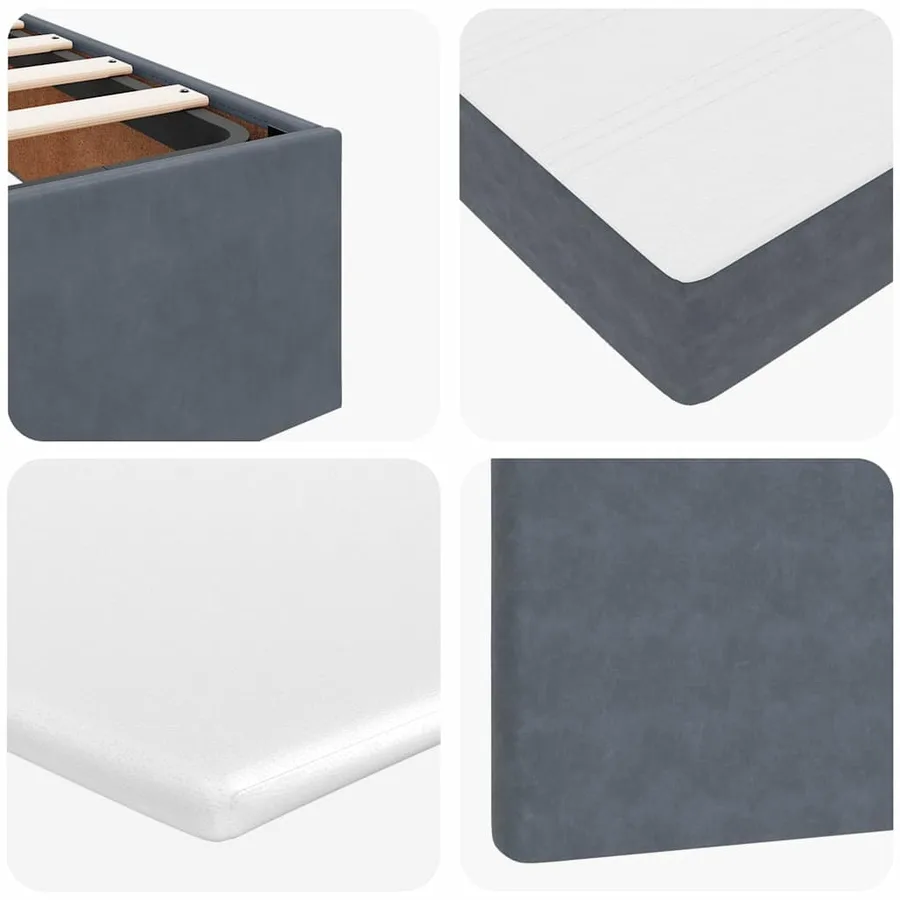 Cadre de lit ottoman et matelas gris foncé 90x200 cm velours - 13