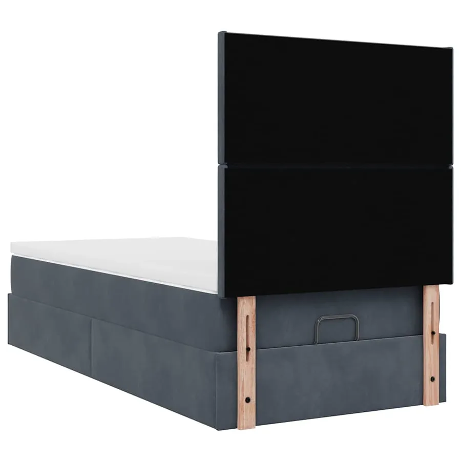 Cadre de lit ottoman et matelas gris foncé 90x200 cm velours - 10