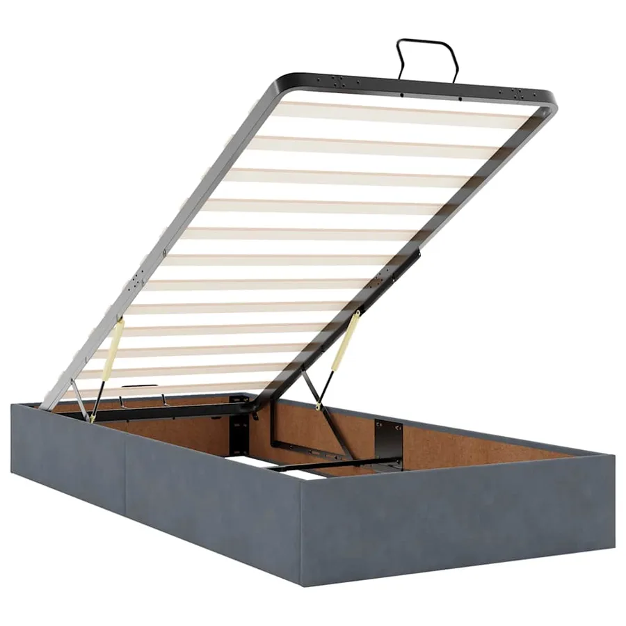 Cadre de lit ottoman avec matelas gris foncé 180x200cm velours - 12