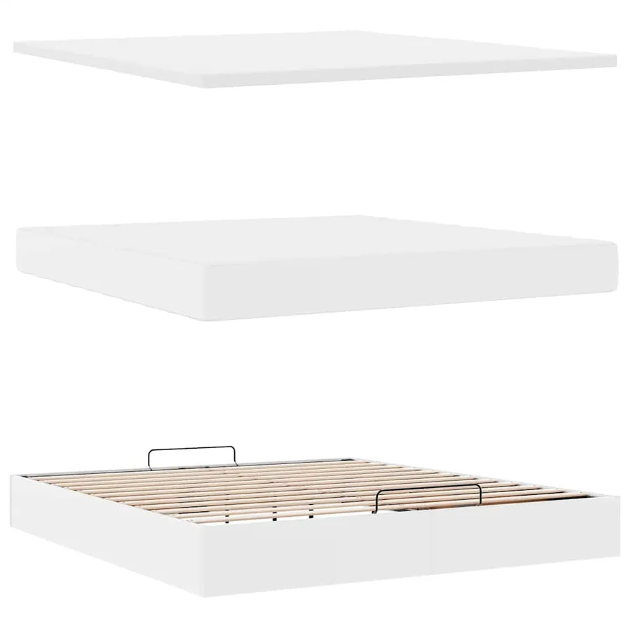 Cadre de lit ottoman avec matelas blanc 180x200 cm similicuir - 8