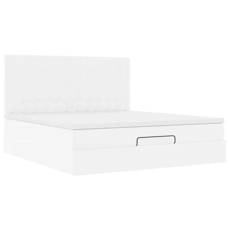 Cadre de lit ottoman avec matelas blanc 180x200 cm similicuir - 7