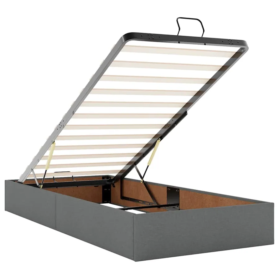 Cadre de lit ottoman avec matelas gris foncé 160x200cm tissu - 10