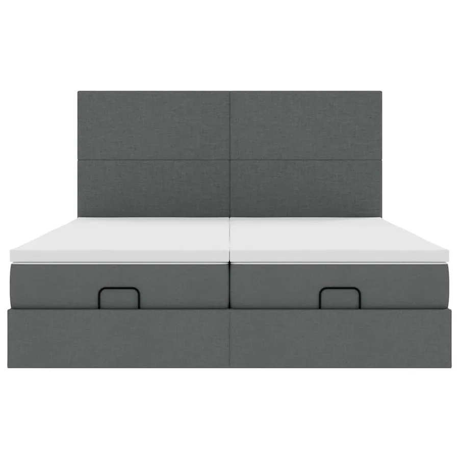 Cadre de lit ottoman avec matelas gris foncé 160x200cm tissu - 7