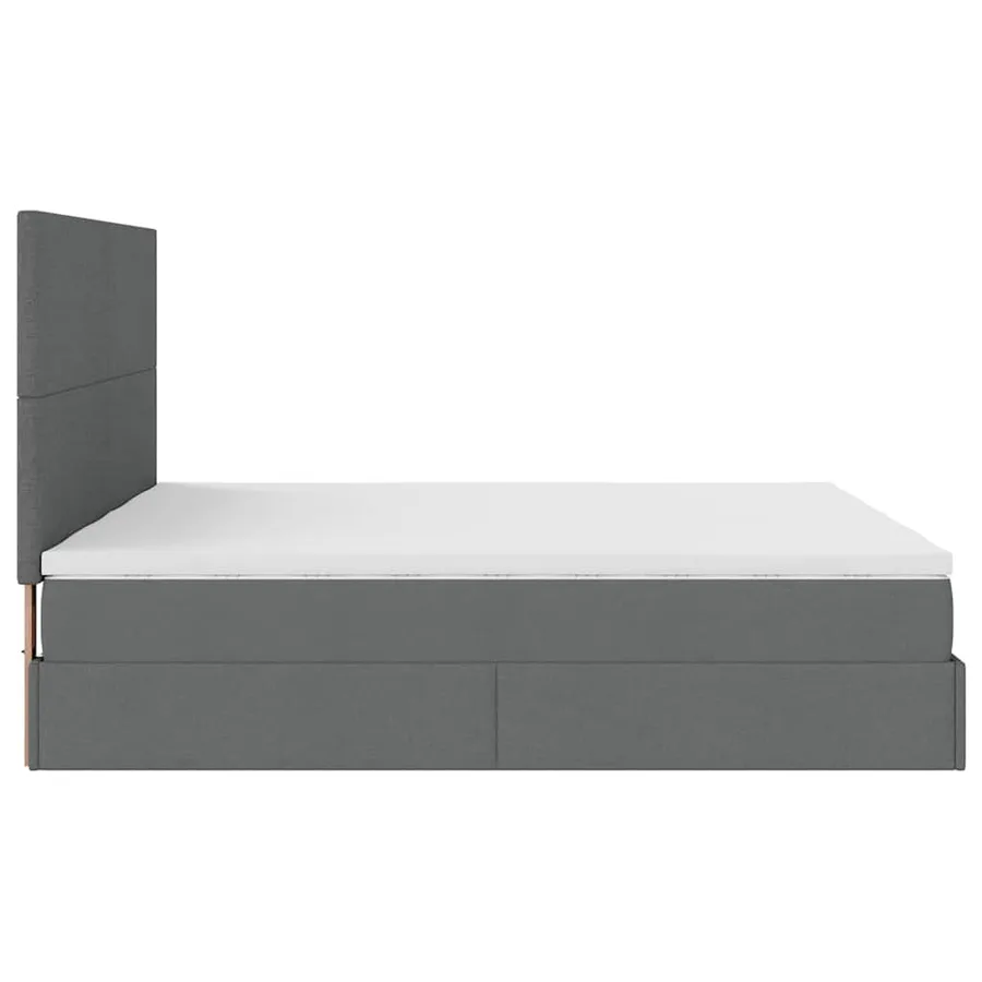 Cadre de lit ottoman avec matelas gris foncé 160x200cm tissu - 8