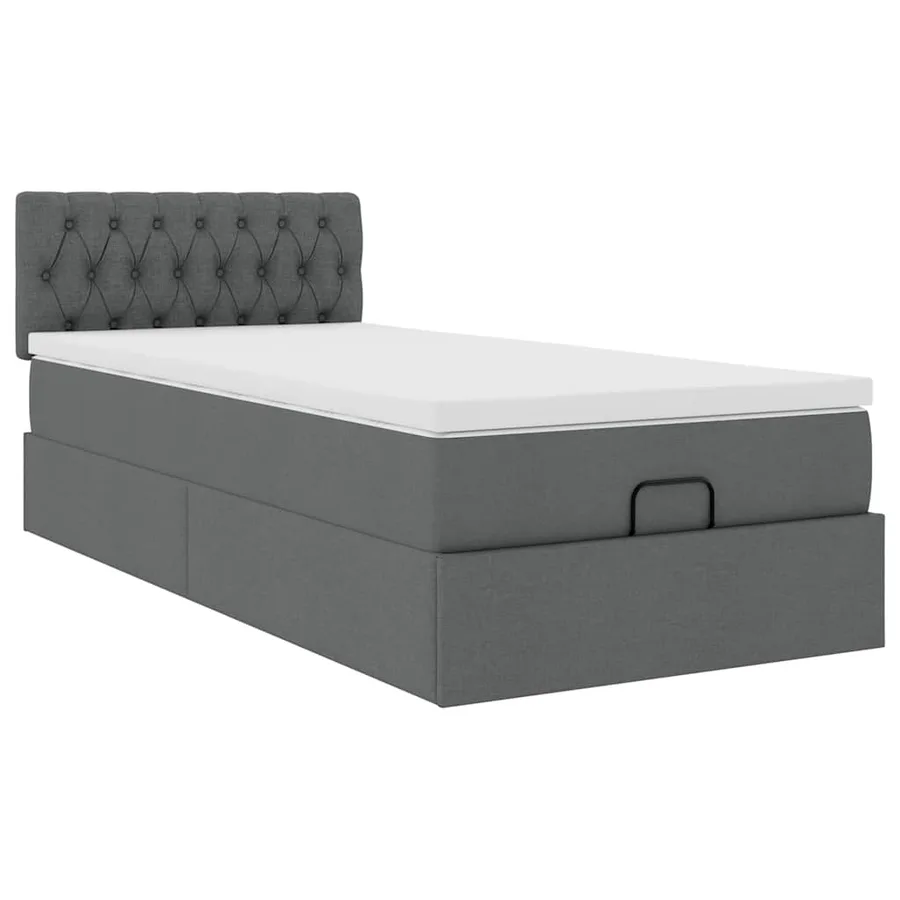 Lit ottoman avec matelas et LED Gris foncé 80x200cm tissu - 7
