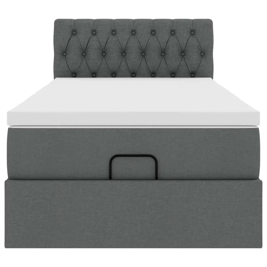 Lit ottoman avec matelas et LED Gris foncé 80x200cm tissu - 8