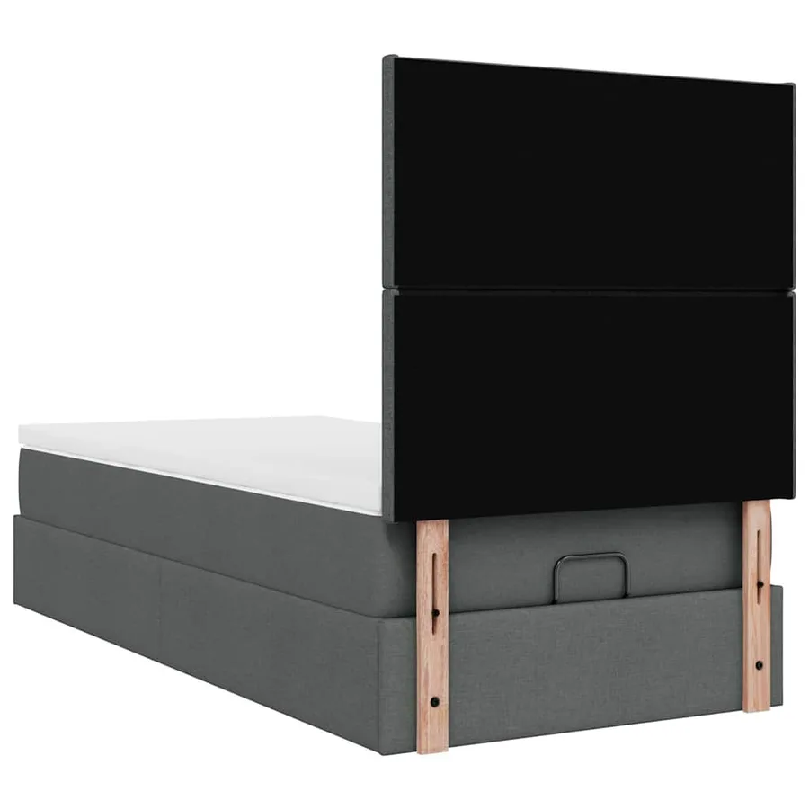 Cadre de lit ottoman avec matelas gris foncé 80x200 cm tissu - 11