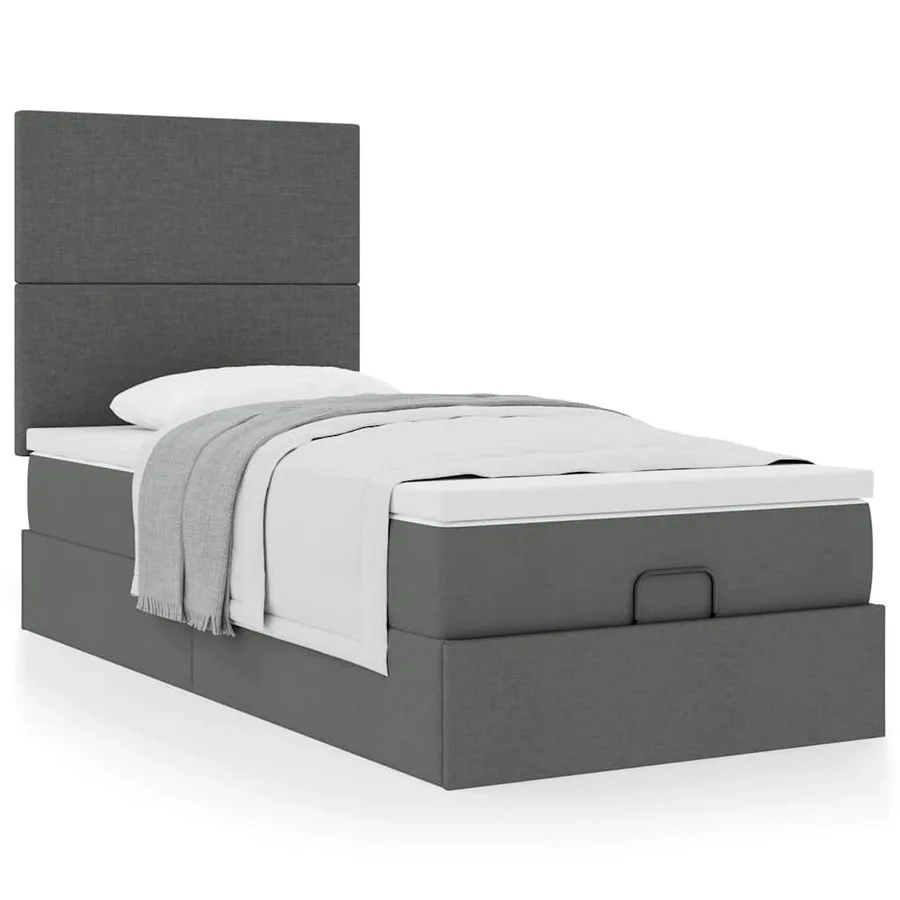 Cadre de lit ottoman avec matelas gris foncé 80x200 cm tissu - 5
