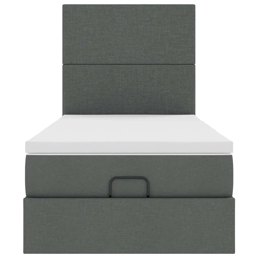 Cadre de lit ottoman avec matelas gris foncé 80x200 cm tissu - 7
