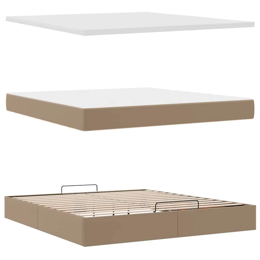 Lit ottoman avec matelas & LED Cappuccino 180x200cm similicuir - 9