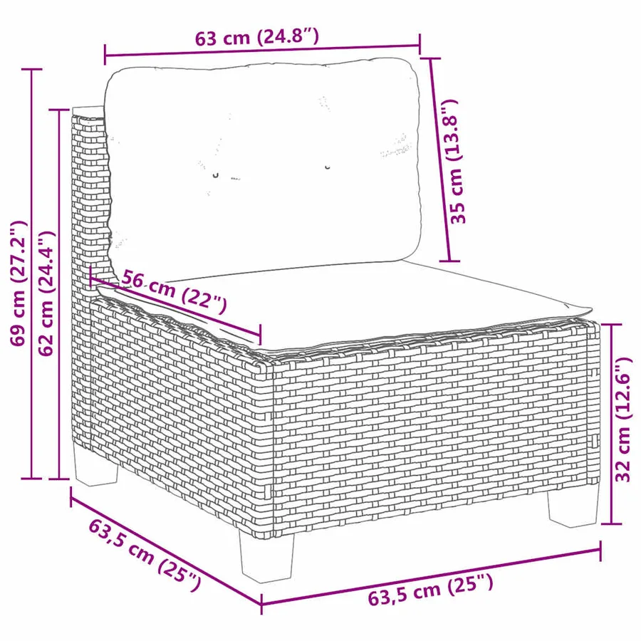 Salon de jardin avec coussins 7 pcs beige résine tressée - 10