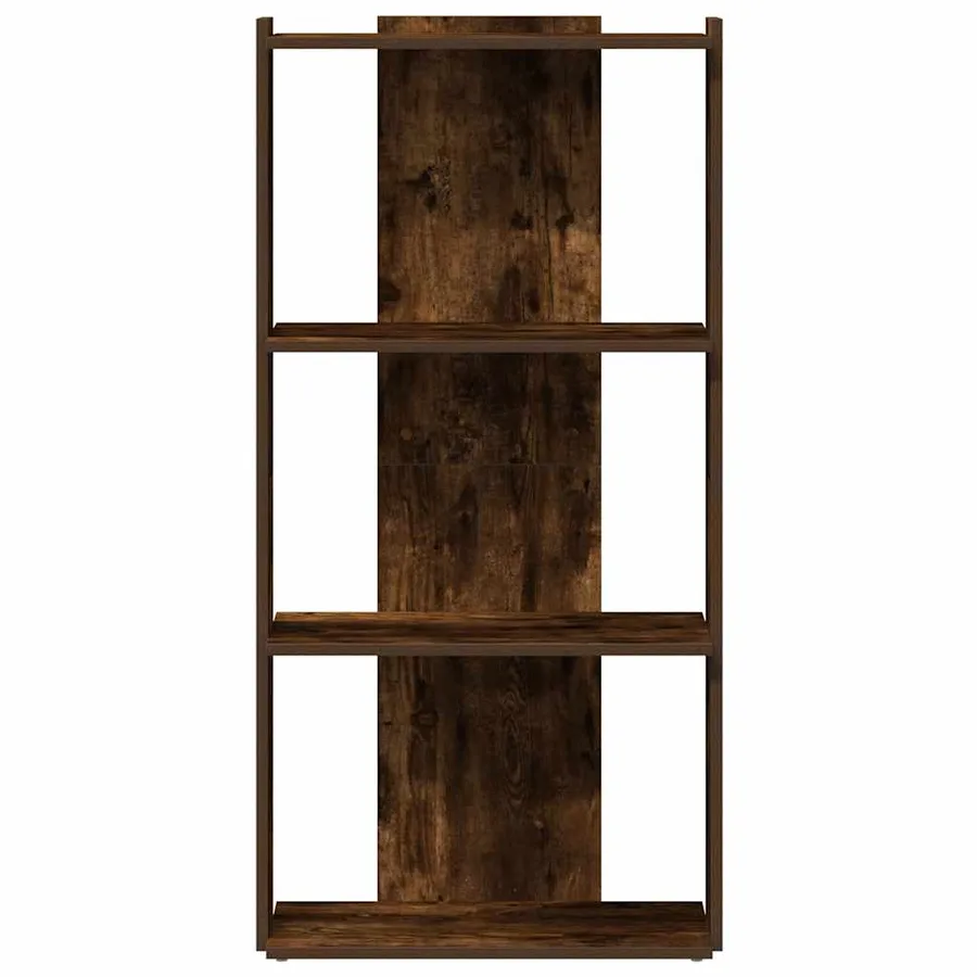 Bibliothèque 3 niveaux chêne fumé 60x30x120cm bois d'ingénierie - 4