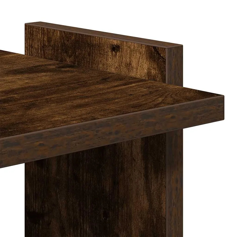 Bibliothèque 3 niveaux chêne fumé 60x30x120cm bois d'ingénierie - 7