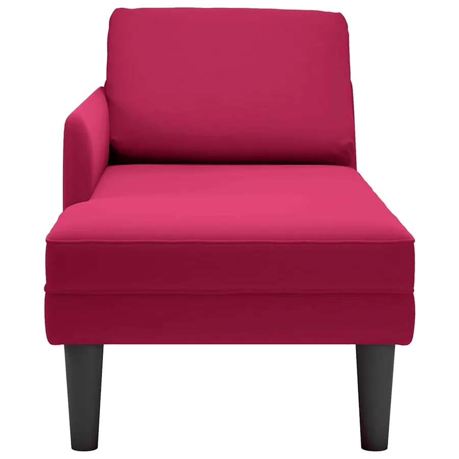 Fauteuil long avec coussin et accoudoir droit rouge bordeaux - 4