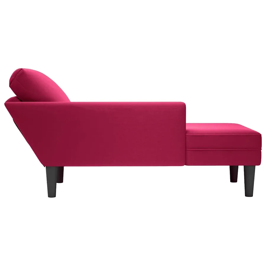 Fauteuil long avec coussin et accoudoir droit rouge bordeaux - 5