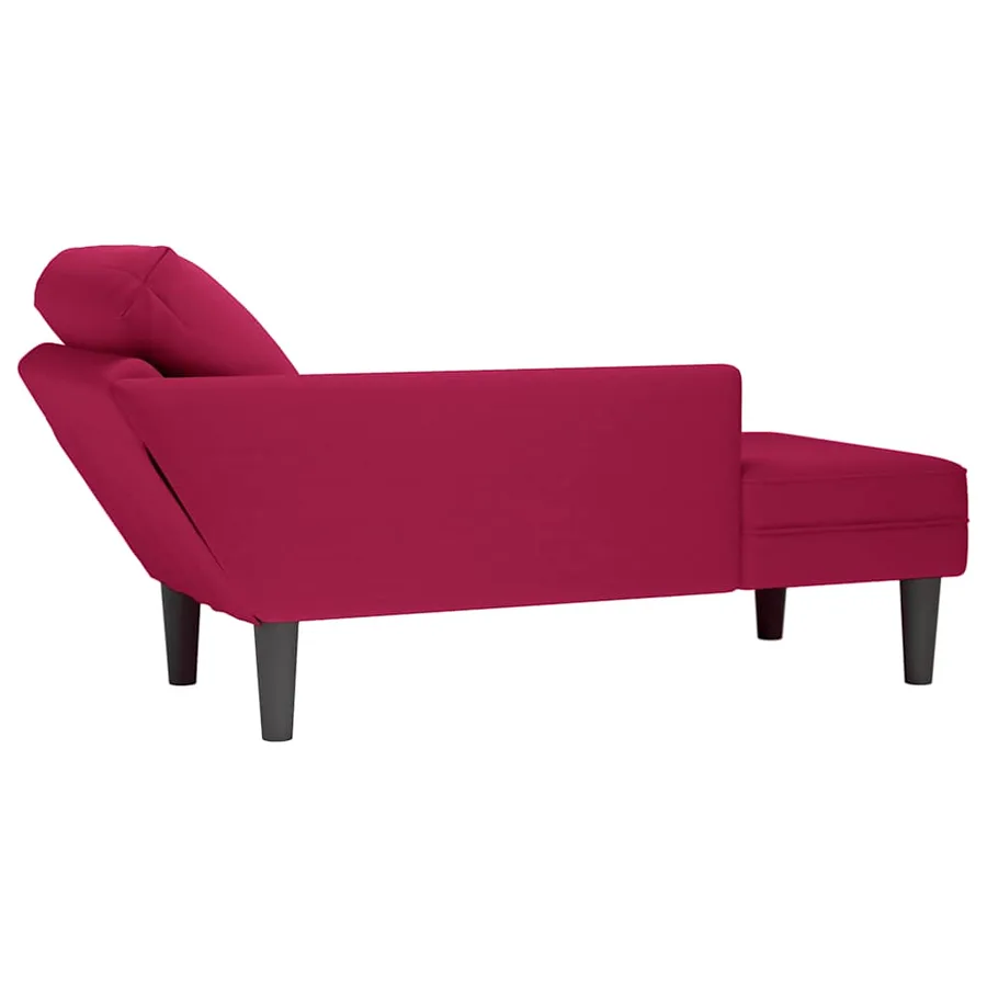 Fauteuil long avec coussin et accoudoir droit rouge bordeaux - 6