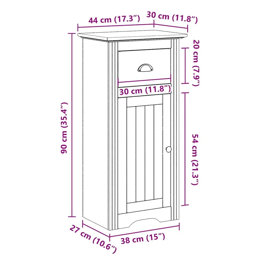 Armoire de salle de bain BODO gris 44x30x90 cm - 8