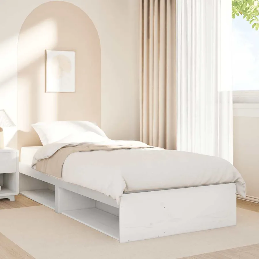 Lit de jour sans matelas blanc 90x200 cm bois de pin massif - 4