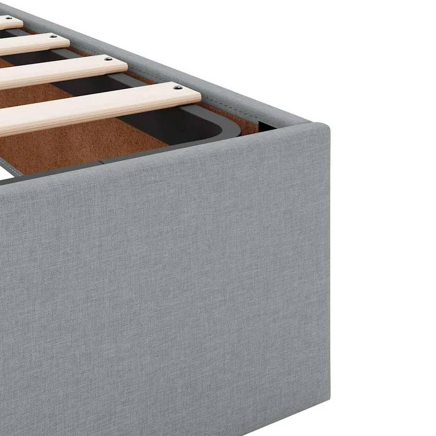 Cadre de lit ottoman et matelas gris clair 160x200cm tissu - 13