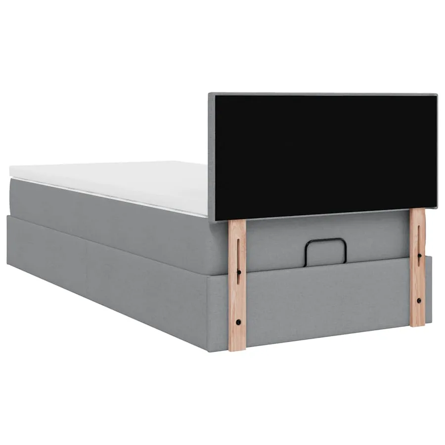 Cadre de lit ottoman avec matelas gris clair 80x200 cm tissu - 10