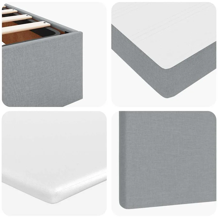 Cadre de lit ottoman et matelas gris clair 160x200cm tissu - 15