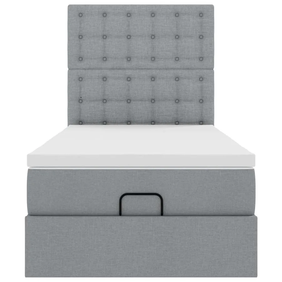Lit ottoman avec matelas et LED Gris clair 80x200cm tissu - 8