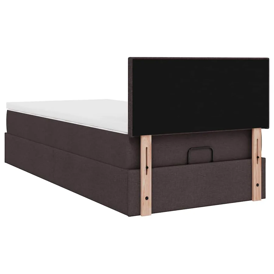 Cadre de lit ottoman avec matelas marron foncé 90x190 cm tissu - 12