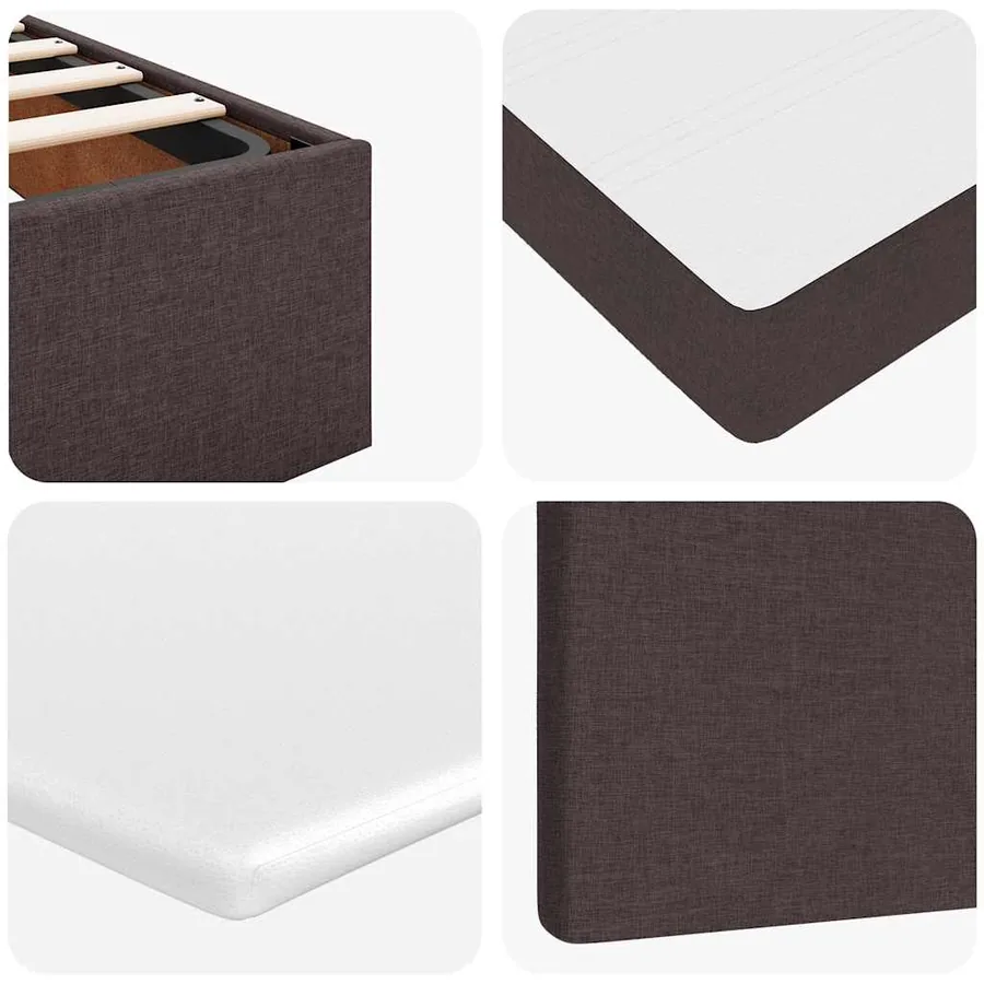 Cadre de lit ottoman avec matelas marron foncé 90x190 cm tissu - 15