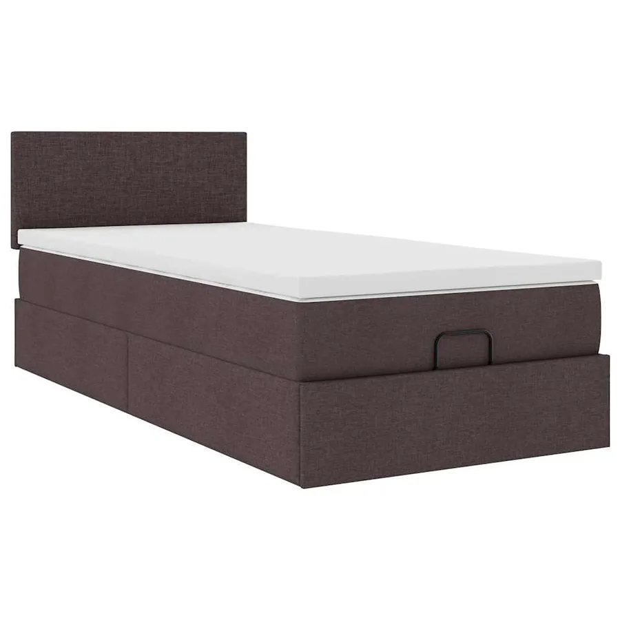 Cadre de lit ottoman avec matelas marron foncé 90x190 cm tissu - 7
