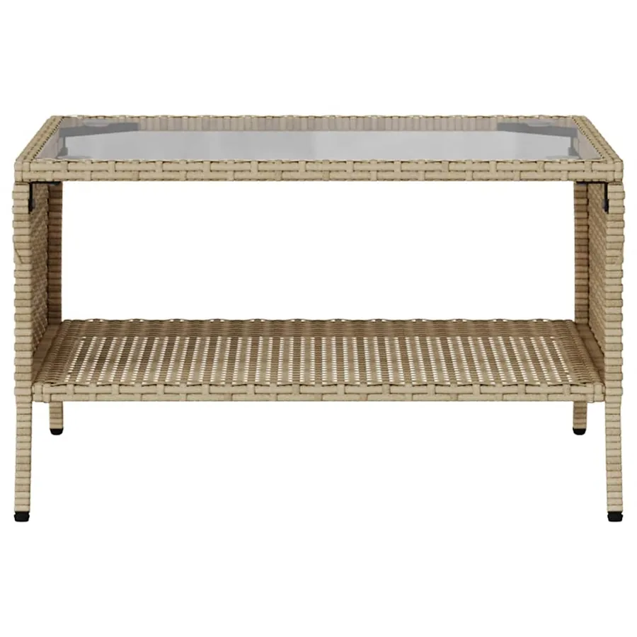 Canapé de jardin 2places coussins et table beige résine tressée - 7