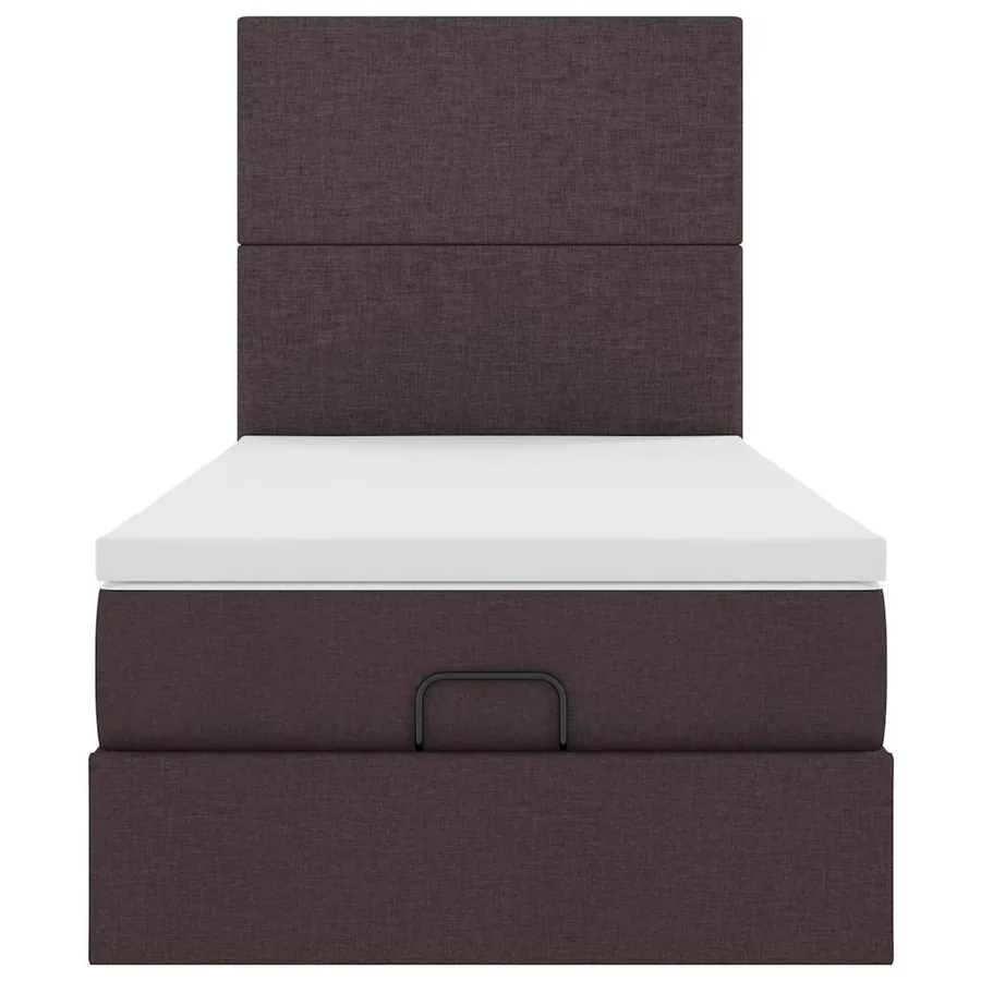 Cadre de lit ottoman avec matelas marron foncé 90x190 cm tissu - 7