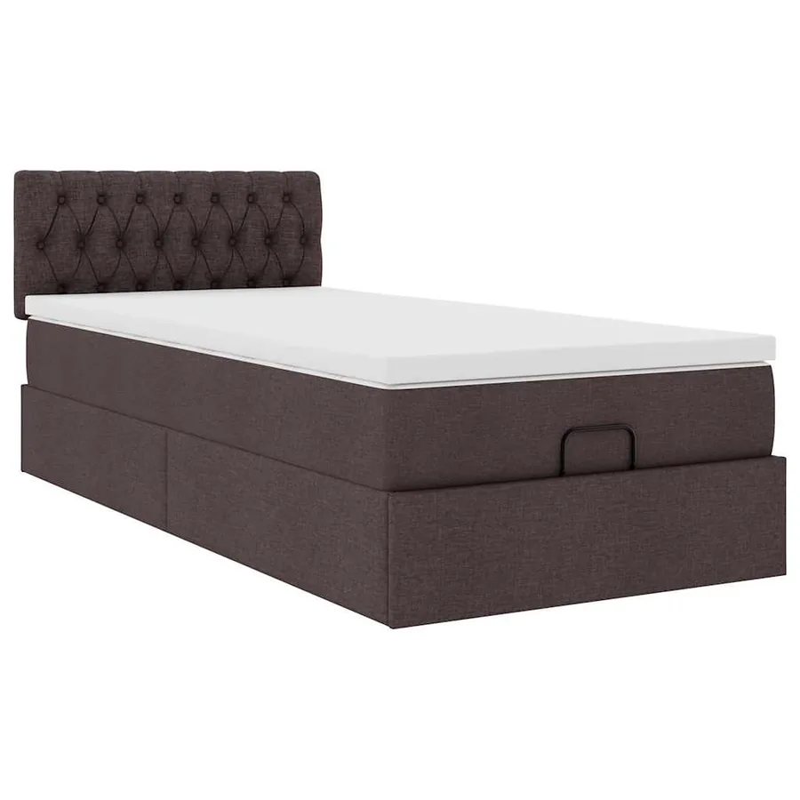 Cadre de lit ottoman avec matelas marron foncé 90x190 cm tissu - 6